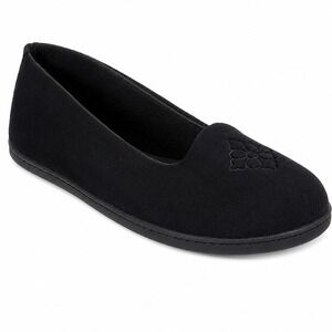 Dearfoams Rebecca Black Microfiber Velour Slippers XXL 13-14 Wide Width New